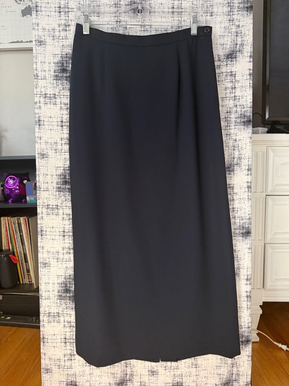 Jones Wear Navy Maxi Skirt with Straight A-Line Silhouette
